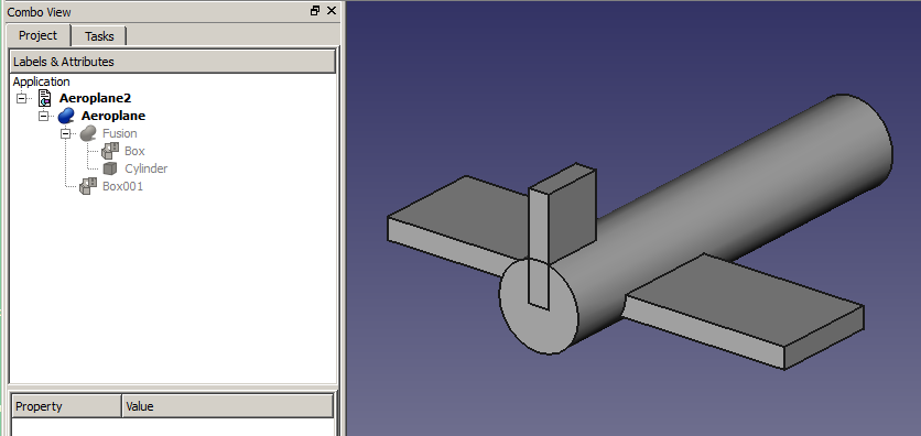 Aeroplane tutorial Understand placements in FreeCAD by creating a simple aeroplane model. Then learn about rotation angles, yaw (Z), pitch (Y), and roll (X).